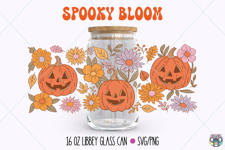 Pumpkin Halloween Libbey Glass Can Wrap, 16oz Glass Can png
