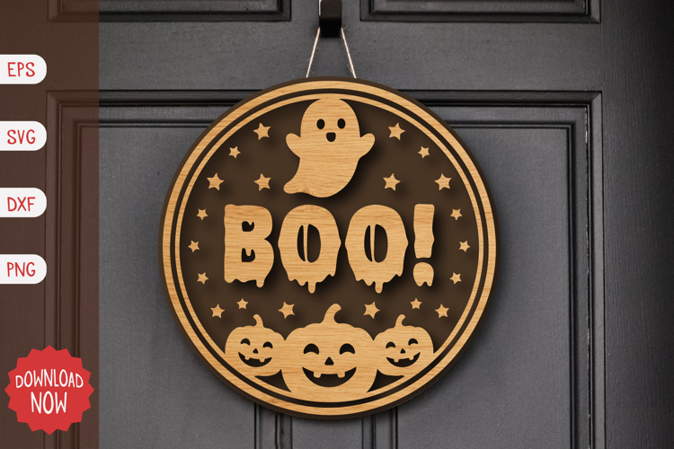 Spooky Boo Halloween Door Sign SVG