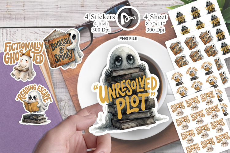 Bookish Reading Ghost Sticker