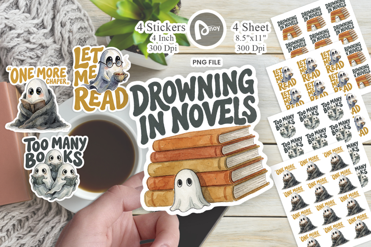 Bookish Reading Ghost Sticker