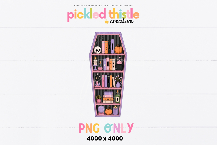 Halloween Coffin Bookshelf PNG