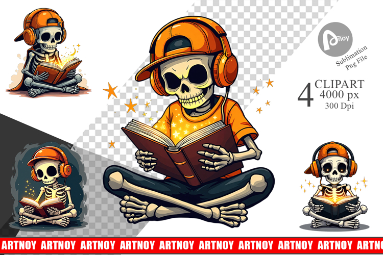 Spooky Bookworm Clipart