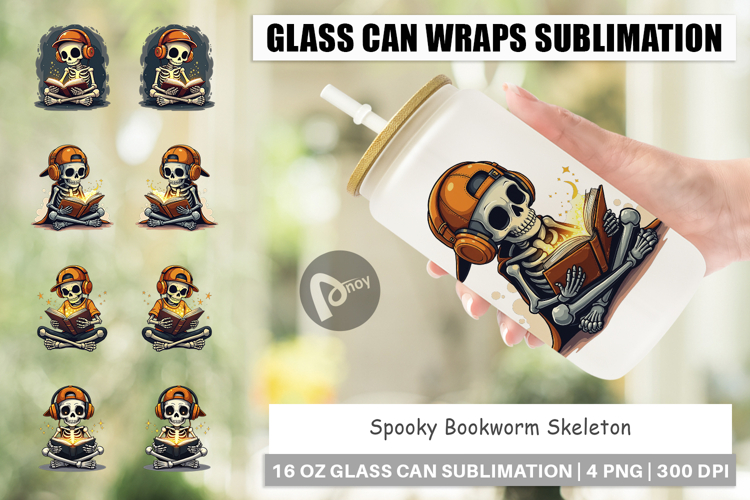 Spooky Bookworm Glass Can