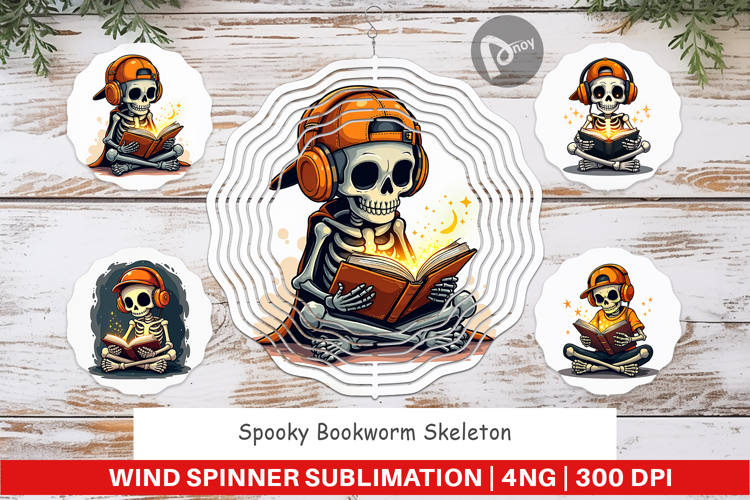 Spooky Bookworm Wind Spinner