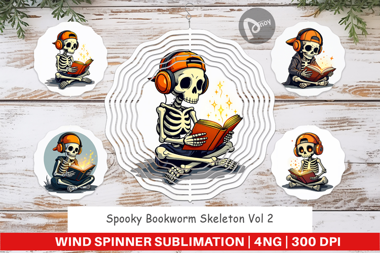 Spooky Bookworm Wind Spinner