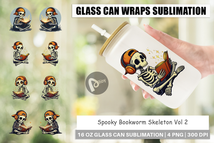 Spooky Bookworm Glass Can