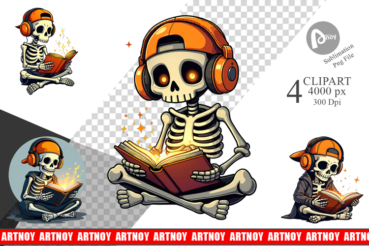 Spooky Bookworm Clipart