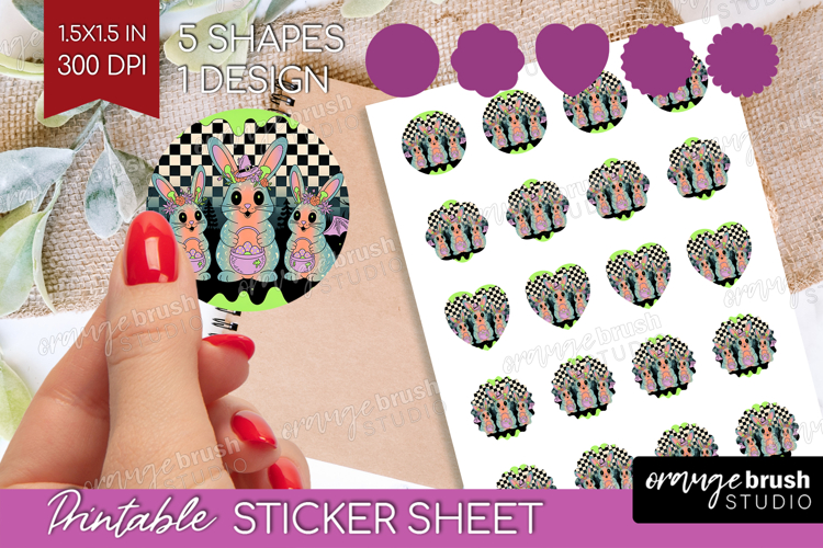 Spooky Bunny Halloween Round Sticker Spooky Season Printable
