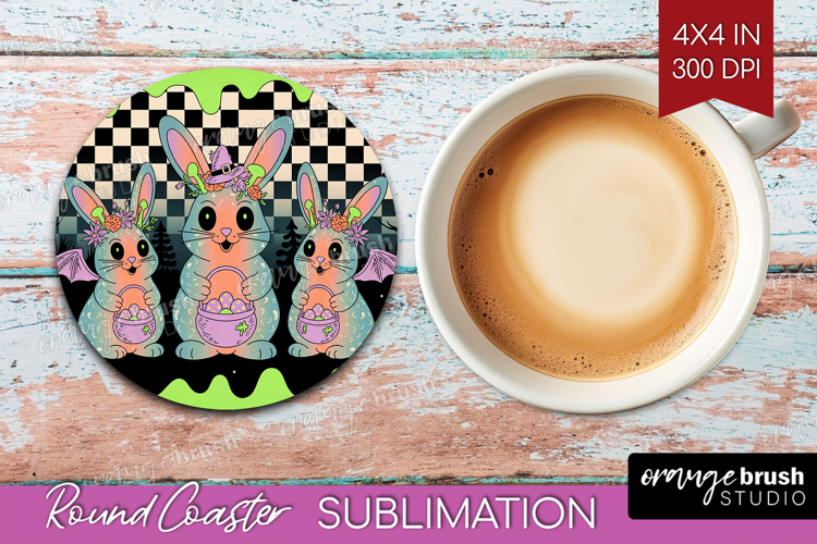 Spooky Bunny Halloween Round Coaster Spooky Season Coaster