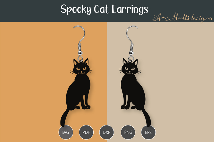 Spooky cat Earrings SVG