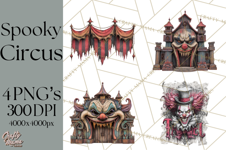 Spooky Circus Clip Art Png, Creepy Halloween Clipart Png