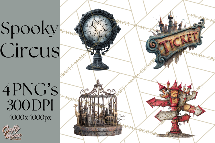 Spooky Circus Clip Art Png, Creepy Halloween Clipart Png