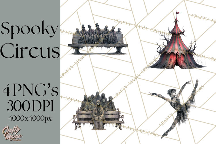 Spooky Circus Clip Art Png, Creepy Halloween Clipart Png