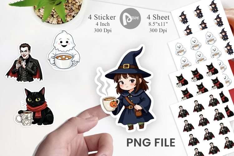 Spooky Coffee Sips Sticker