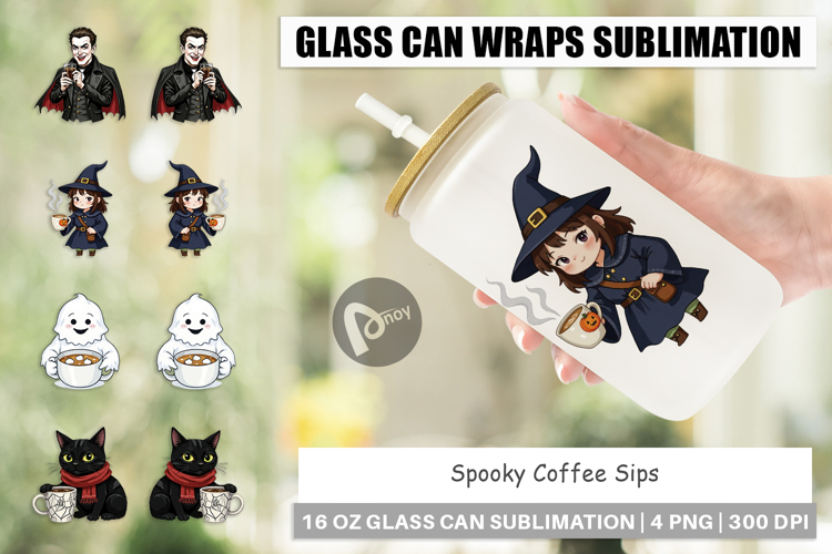 Glass Can Spooky Coffee Sips