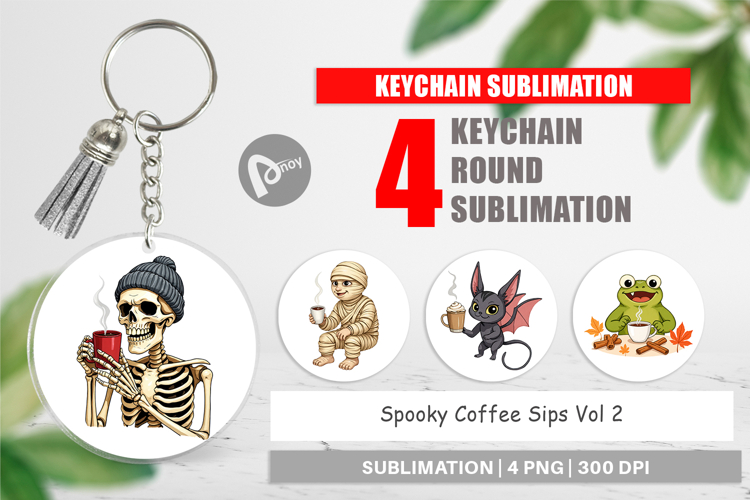 Keychain Spooky Coffee Sips