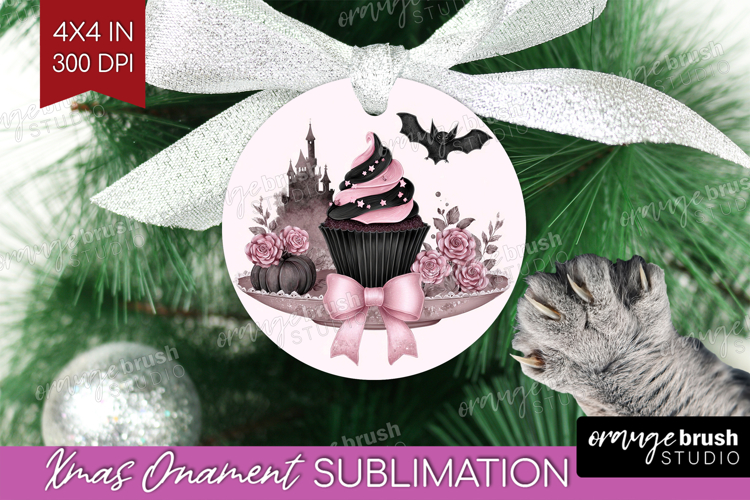 Spooky Cupcake Cute Ornament PNG Pink Halloween PNG