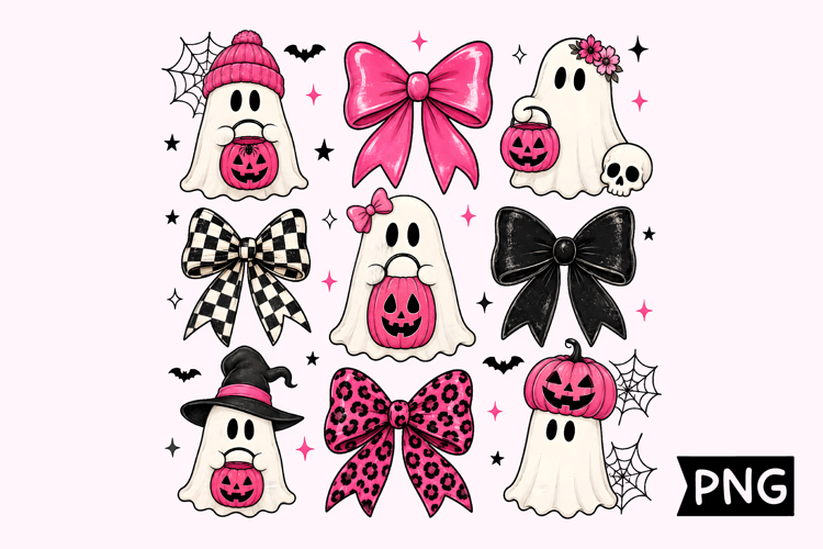Spooky Cute Pink Halloween Ghost Elements