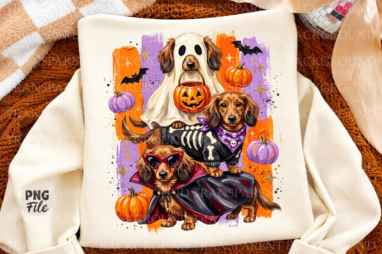 Spooky Dachshund Png, Halloween Wiener Dog Ghost PNG