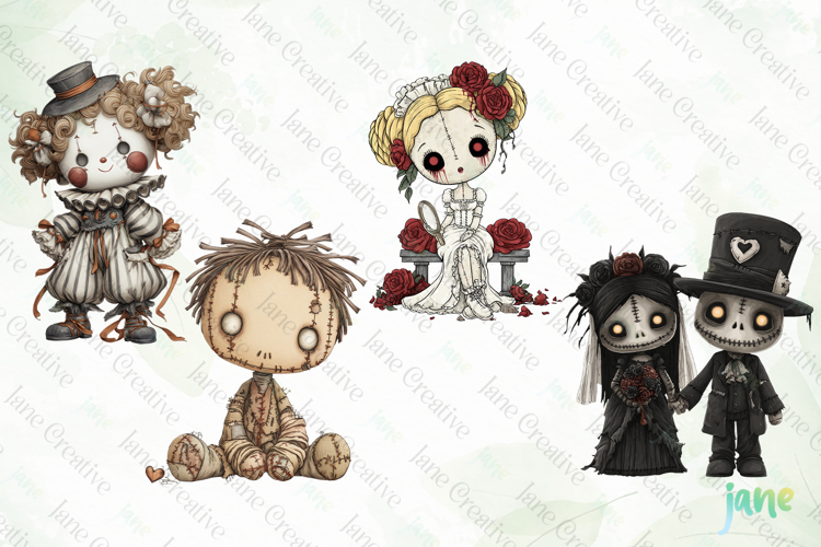 Spooky Doll Sublimation Clipart
