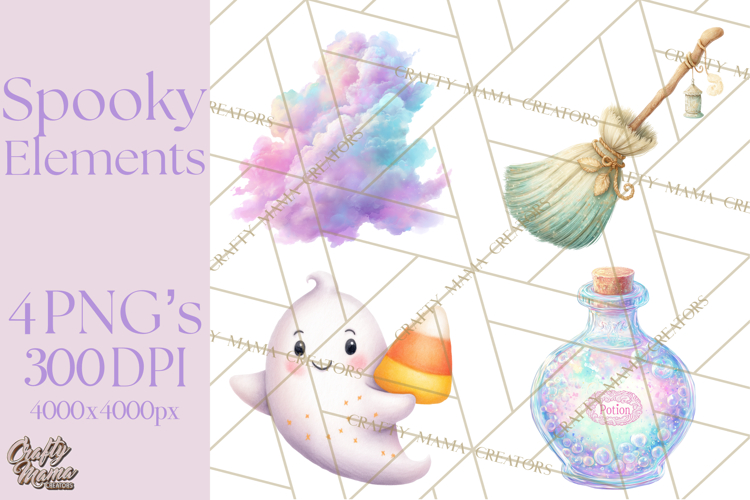 Spooky Props and Elements PNG, Halloween Clip Art