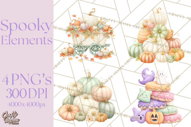 Spooky Props and Elements PNG, Halloween Clip Art