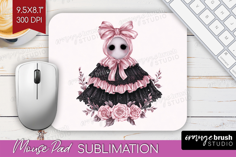 Spooky Ghost Cute Mouse Pad Sublimation Pink Halloween PNG