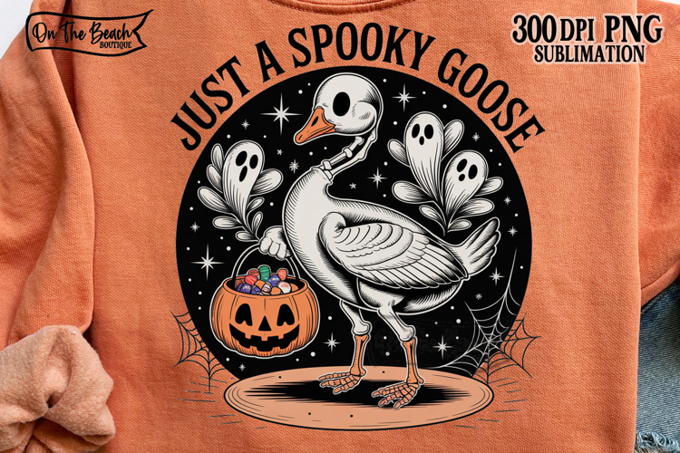Just A Spooky Goose Png Pumpkin Halloween Goose DTF