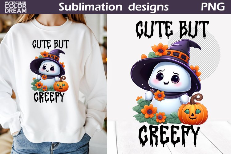 Cute Ghost Halloween | Halloween Quotes Sublimation example image 1