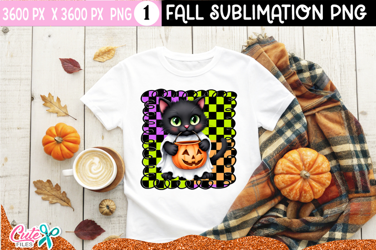 Spooky Halloween Black Cat Sublimation PNG