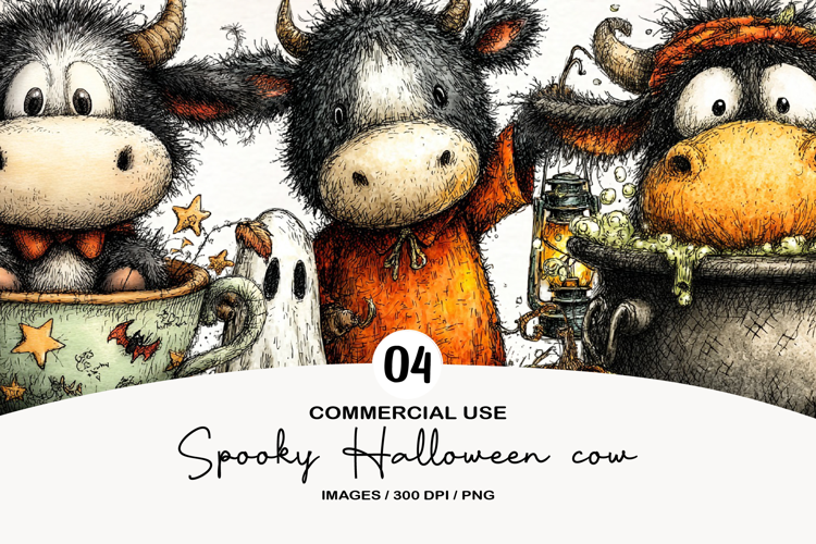 Spooky Halloween cow Clipart