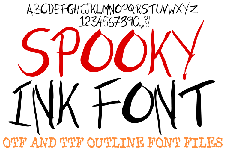 Spooky Ink Font Halloween Real Lettering Horror ABC OTF Type