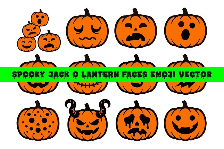 Spooky Jack O Lantern Faces Emoji Halloween SVG EPS PNG JPEG example image 1