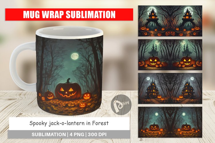 Mug Wrap Design Spooky Forest Halloween