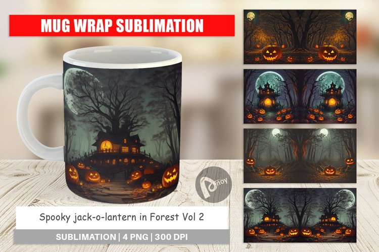Mug Wrap Design Spooky Forest Halloween