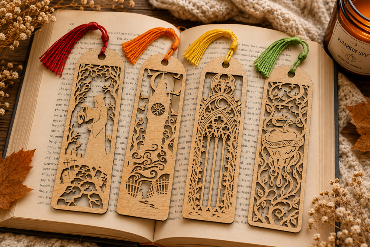 Spooky Laser Cut Wooden Bookmarks
