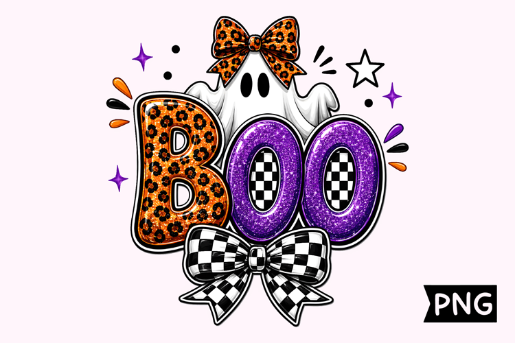 Spooky Leopard Bow Boo Halloween Design