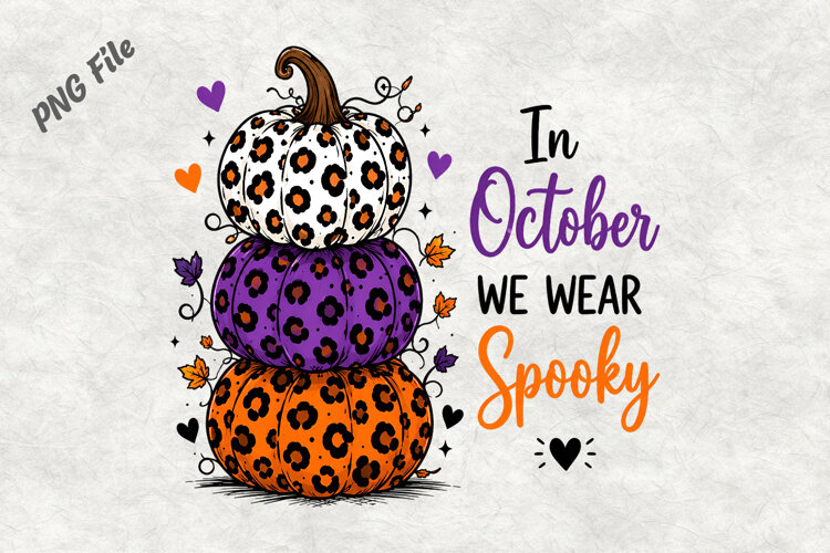 Spooky Leopard Pumpkin Halloween PNG example image 1