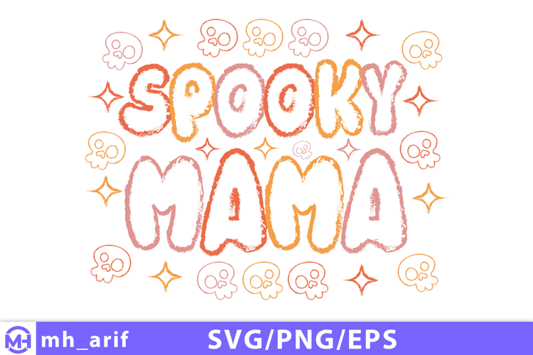 Retro Halloween Spooky Mama PNG SVG T-shirt Design