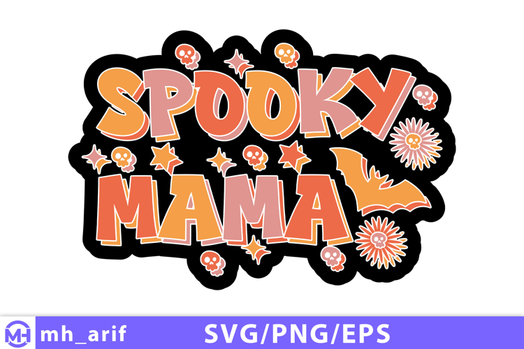 Retro Halloween Spooky Mama SVG PNG T-shirt Design