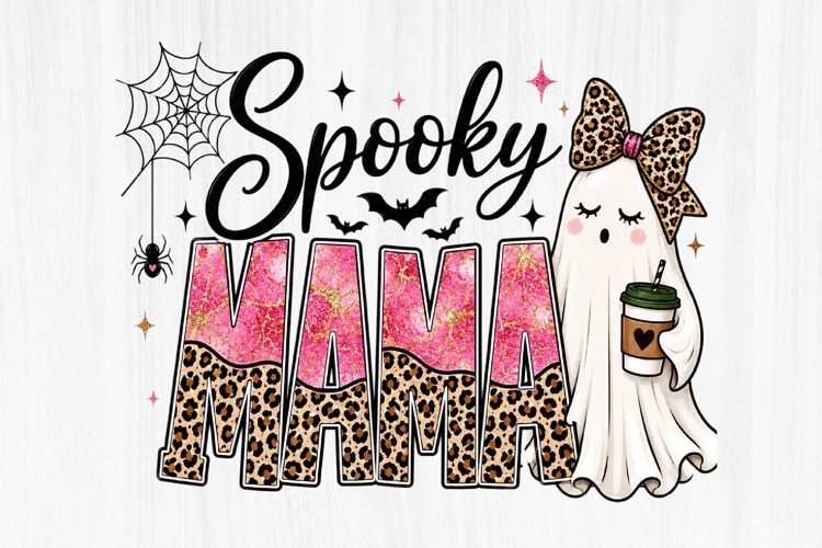 Spooky Mama Ghost Coffee Halloween PNG