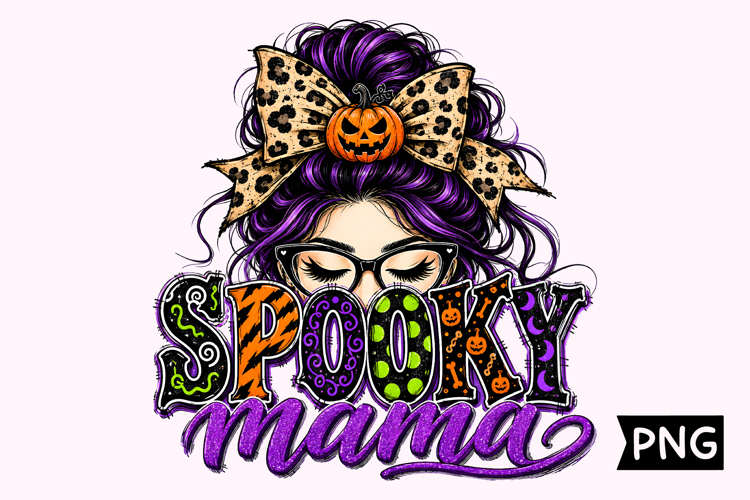 Spooky Mama Leopard Bow Halloween