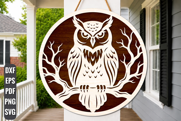 Spooky Owl Halloween Round Sign SVG