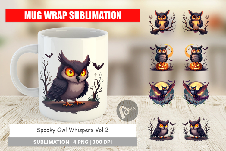 Mug Wrap Halloween Owl Whispers
