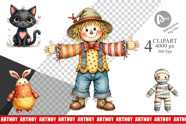 Halloween Patchwork Pals Clipart