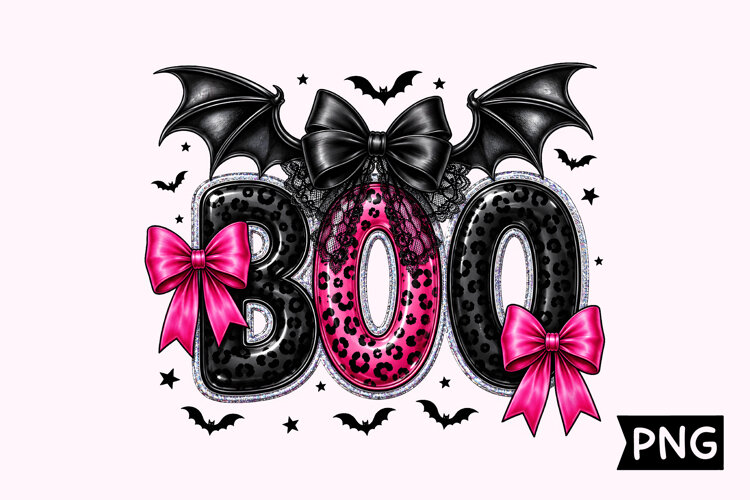 Spooky Pink Leopard Bat Wings Boo Halloween example image 1