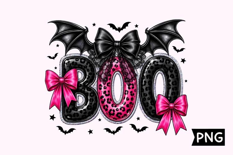 Spooky Pink Leopard Bat Wings Boo Halloween