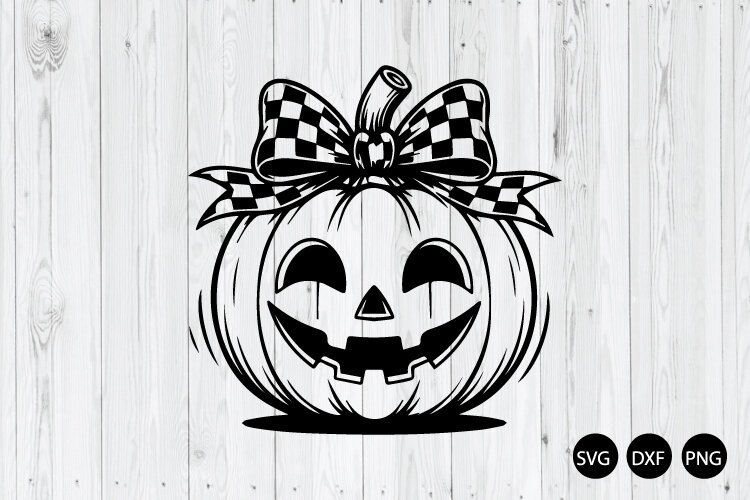 Halloween Pumpkin SVG, Fall Pumpkin SVG, Checkered Pumpkin example image 1