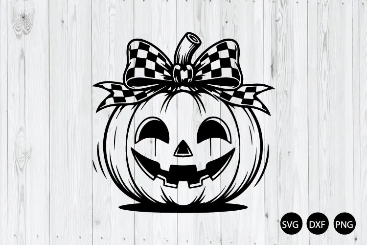 Halloween Pumpkin SVG, Fall Pumpkin SVG, Checkered Pumpkin