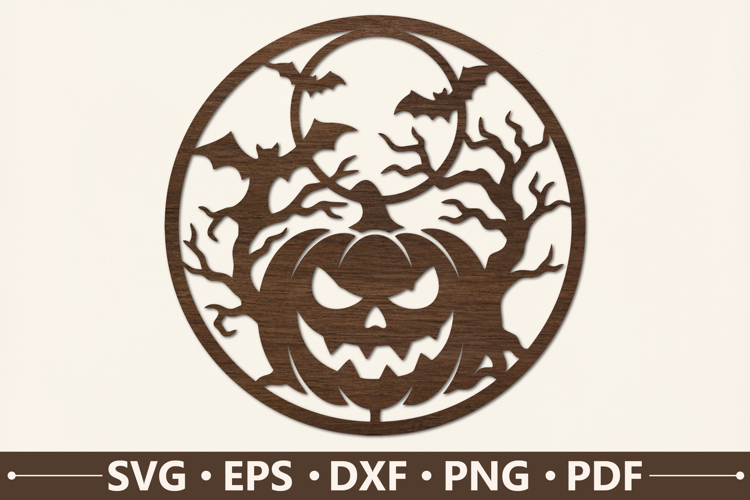 Spooky Pumpkin Forest Round SVG Design